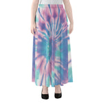 Teal And Pink Tie Dye Print Chiffon Maxi Skirt