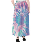 Teal And Pink Tie Dye Print Chiffon Maxi Skirt
