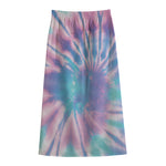 Teal And Pink Tie Dye Print Cotton Front Slit Maxi Skirt