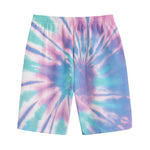 Teal And Pink Tie Dye Print Cotton Shorts