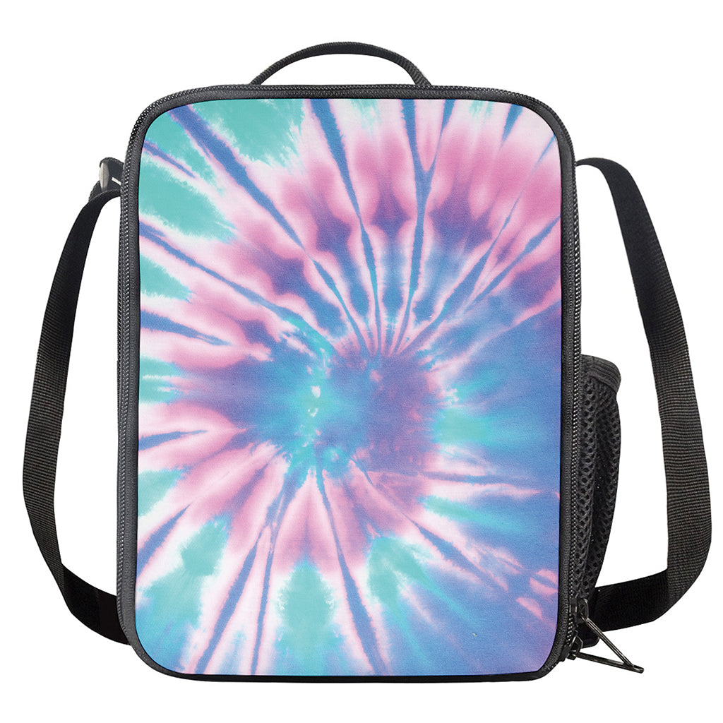 Teal And Pink Tie Dye Print Crossbody Lunch Bag
