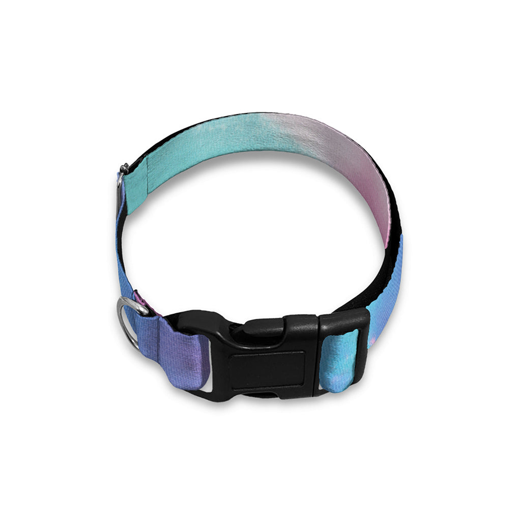 Teal And Pink Tie Dye Print Dog Collar