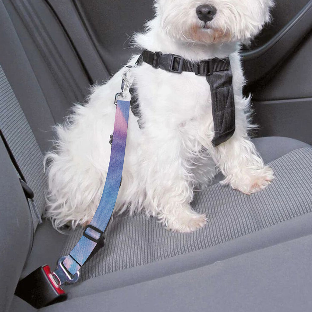 Teal And Pink Tie Dye Print Dog Seat Belt