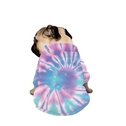 Teal And Pink Tie Dye Print Dog Zip Up Jacket