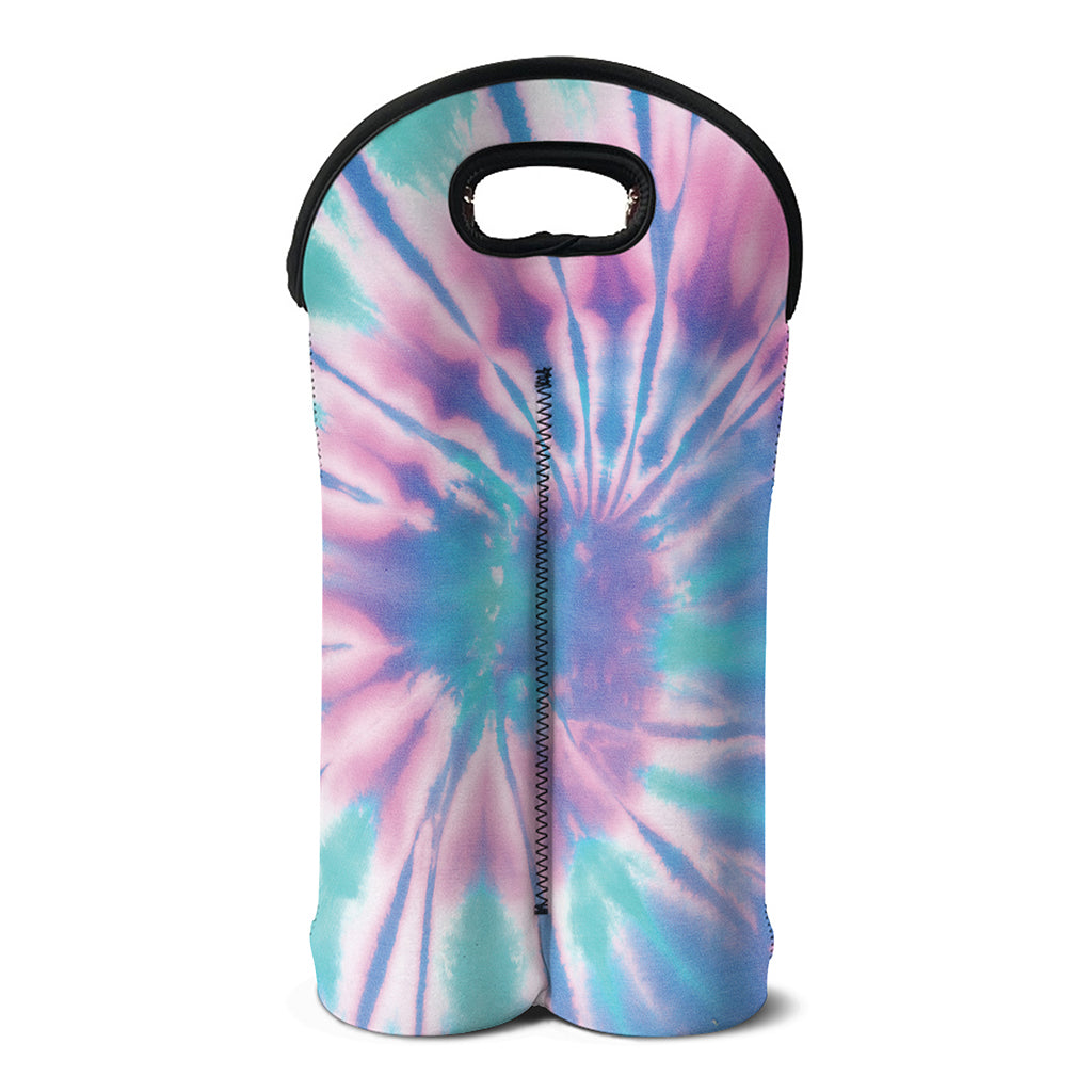Teal And Pink Tie Dye Print Double Neoprene Wine Tote