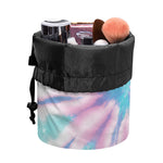 Teal And Pink Tie Dye Print Drawstring Makeup Bag