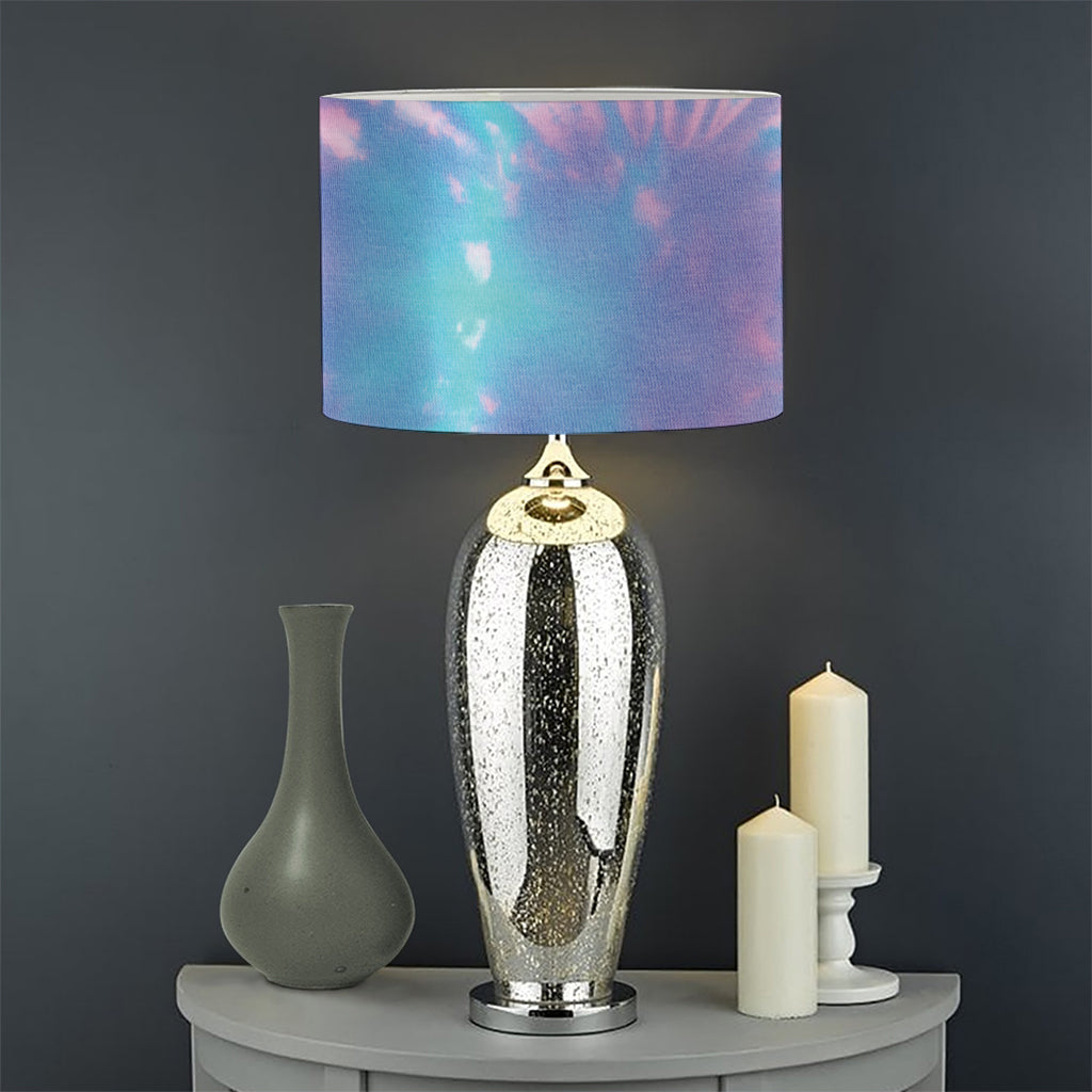 Teal And Pink Tie Dye Print Drum Lamp Shade