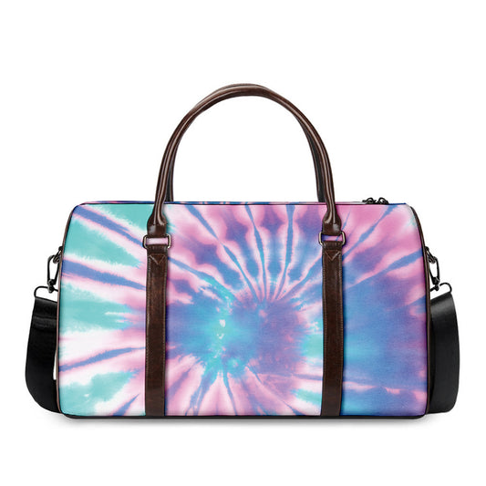 Teal And Pink Tie Dye Print Duffle Bag