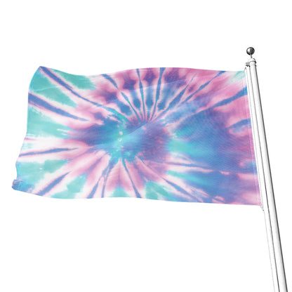 Teal And Pink Tie Dye Print Flag