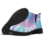 Teal And Pink Tie Dye Print Flat Ankle Boots