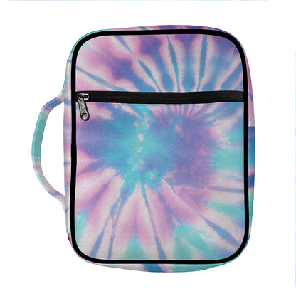 Teal And Pink Tie Dye Print Front Pocket Bible Bag