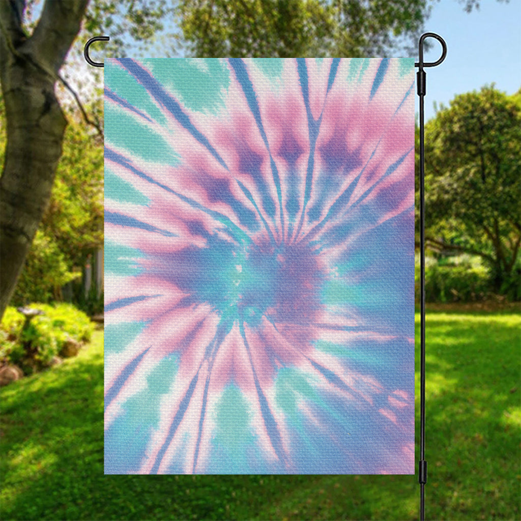 Teal And Pink Tie Dye Print Garden Flag