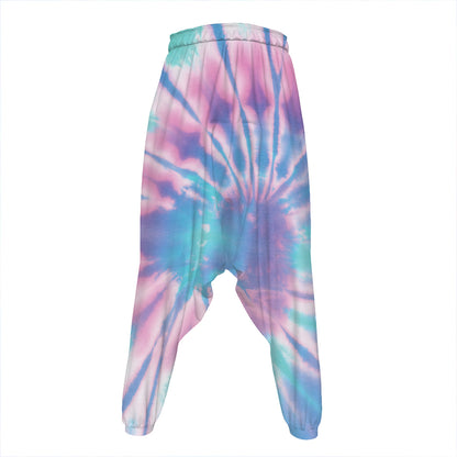 Teal And Pink Tie Dye Print Hammer Pants