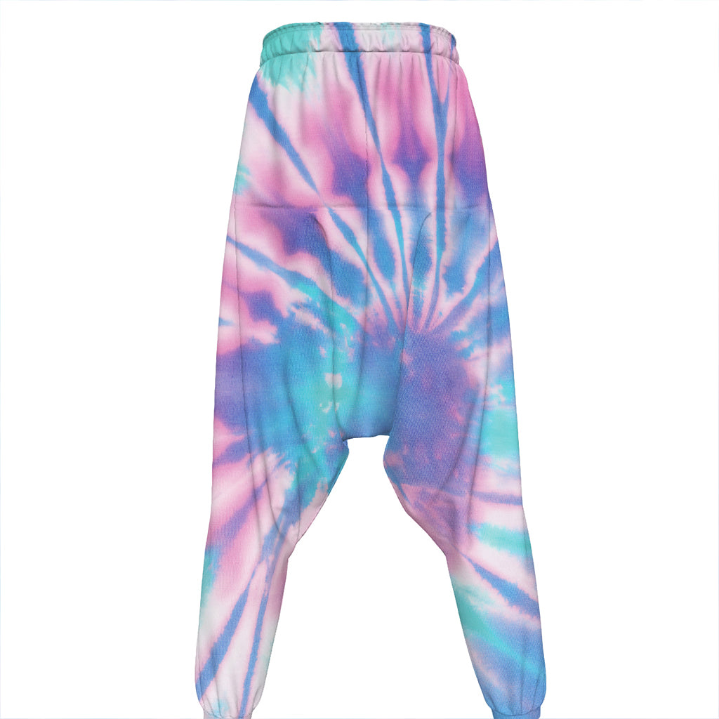 Teal And Pink Tie Dye Print Hammer Pants