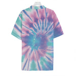 Teal And Pink Tie Dye Print Hawaiian Shirt