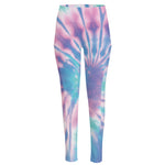 Teal And Pink Tie Dye Print High-Waisted Pocket Leggings