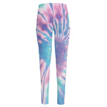 Teal And Pink Tie Dye Print High-Waisted Pocket Leggings