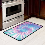 Teal And Pink Tie Dye Print Kitchen Mat