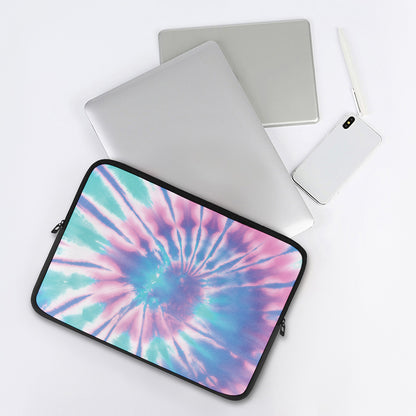 Teal And Pink Tie Dye Print Laptop Sleeve
