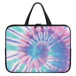 Teal And Pink Tie Dye Print Laptop Sleeve With Handle