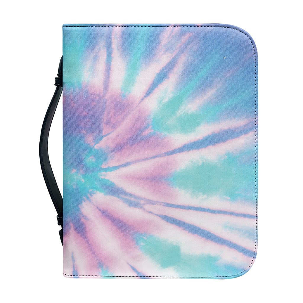 Teal And Pink Tie Dye Print Leather Bible Cover