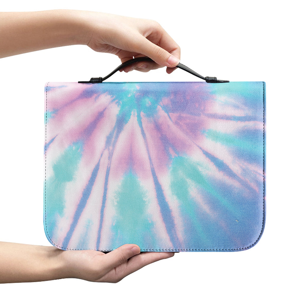 Teal And Pink Tie Dye Print Leather Bible Cover