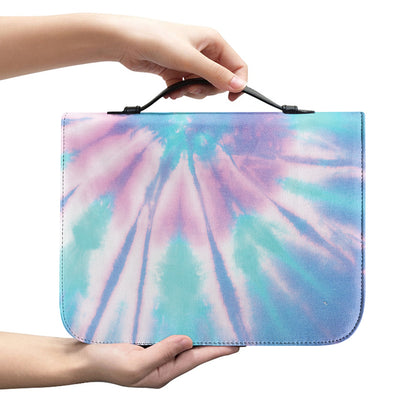 Teal And Pink Tie Dye Print Leather Bible Cover