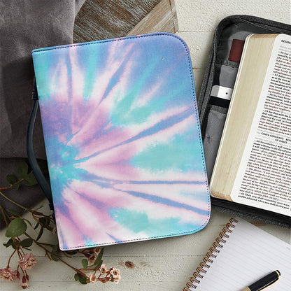 Teal And Pink Tie Dye Print Leather Bible Cover
