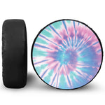 Teal And Pink Tie Dye Print Leather Spare Tire Cover