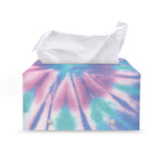 Teal And Pink Tie Dye Print Leather Tissue Box Cover