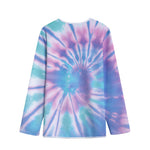Teal And Pink Tie Dye Print Long Sleeve Short Coat