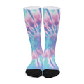 Teal And Pink Tie Dye Print Long Socks