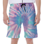 Teal And Pink Tie Dye Print Men's Beach Shorts
