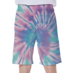 Teal And Pink Tie Dye Print Men's Beach Shorts
