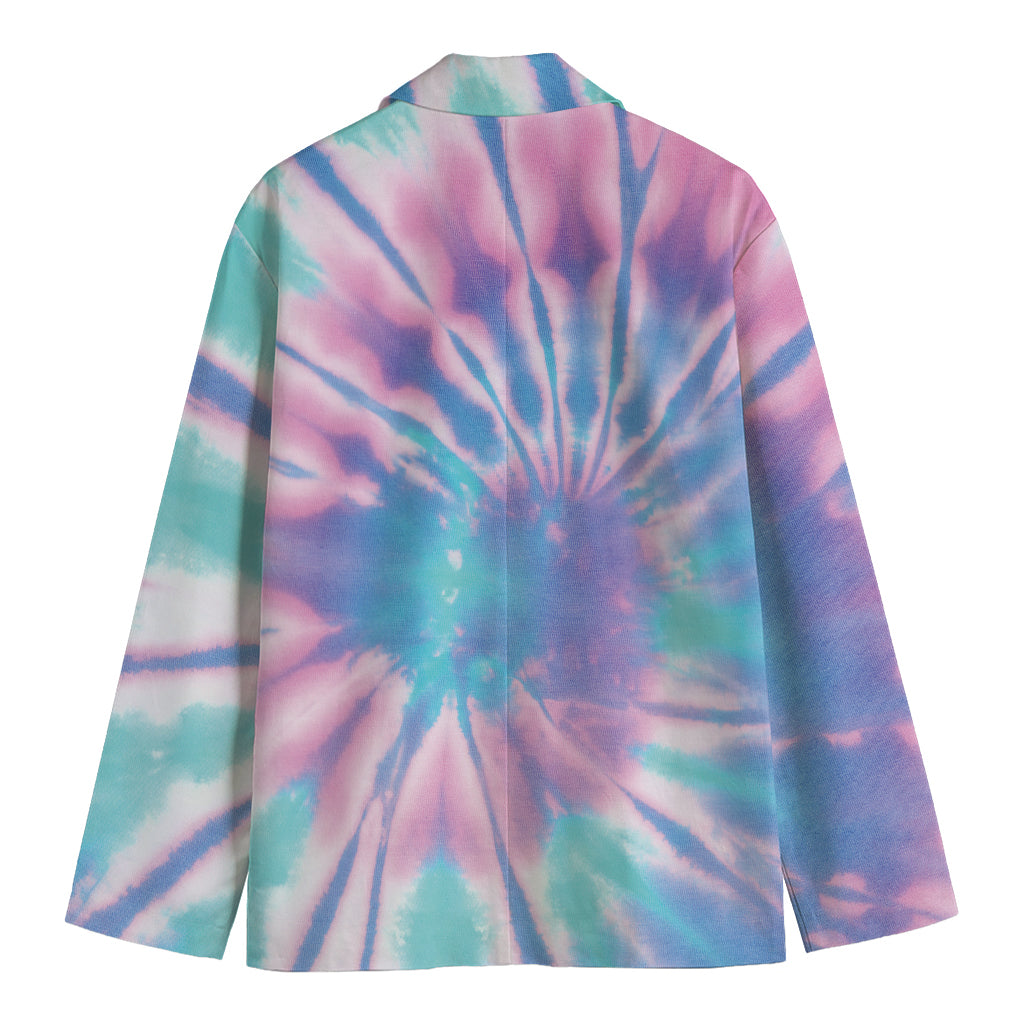 Teal And Pink Tie Dye Print Men's Blazer