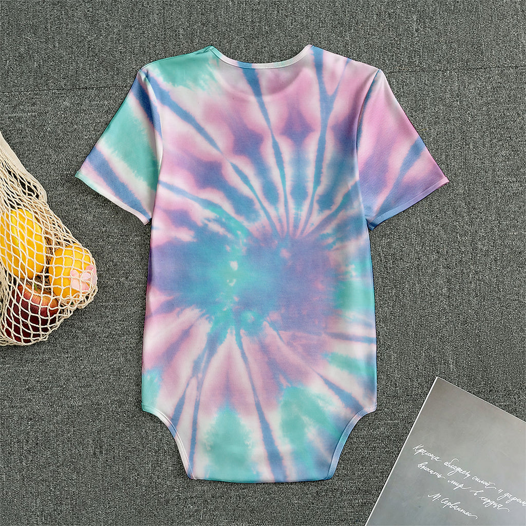Teal And Pink Tie Dye Print Men's Bodysuit