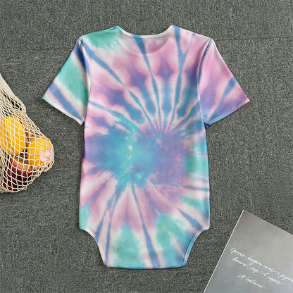 Teal And Pink Tie Dye Print Men's Bodysuit