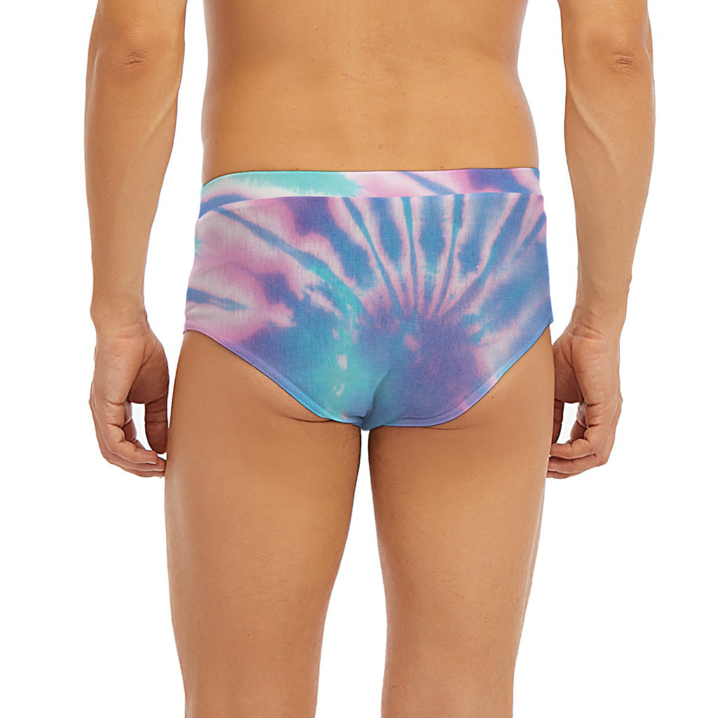 Teal And Pink Tie Dye Print Men's Briefs