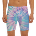 Teal And Pink Tie Dye Print Men's Long Boxer Briefs
