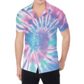 Teal And Pink Tie Dye Print Men's Shirt