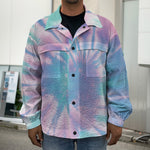 Teal And Pink Tie Dye Print Men's Shirt Jacket