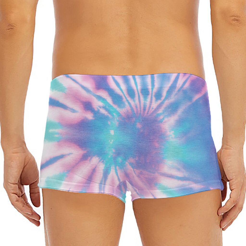 Teal And Pink Tie Dye Print Men's Short Boxer Briefs