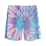 Teal And Pink Tie Dye Print Men's Sports Shorts
