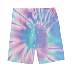 Teal And Pink Tie Dye Print Men's Sports Shorts