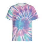 Teal And Pink Tie Dye Print Men's Sports T-Shirt