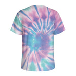 Teal And Pink Tie Dye Print Men's Sports T-Shirt