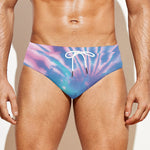 Teal And Pink Tie Dye Print Men's Swim Briefs
