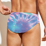 Teal And Pink Tie Dye Print Men's Swim Briefs