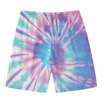 Teal And Pink Tie Dye Print Men's Swim Trunks