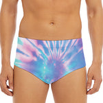 Teal And Pink Tie Dye Print Men's Triangle Swim Briefs